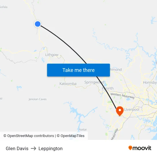 Glen Davis to Leppington map
