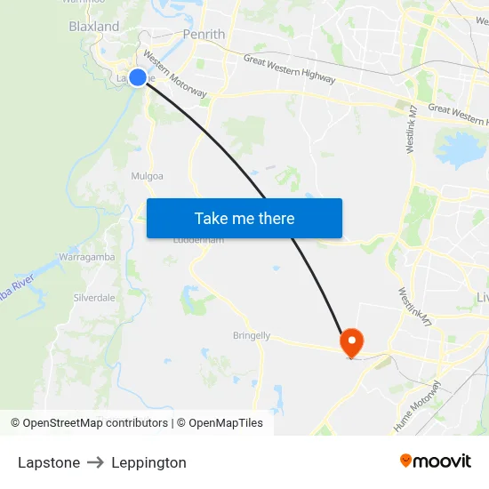 Lapstone to Leppington map