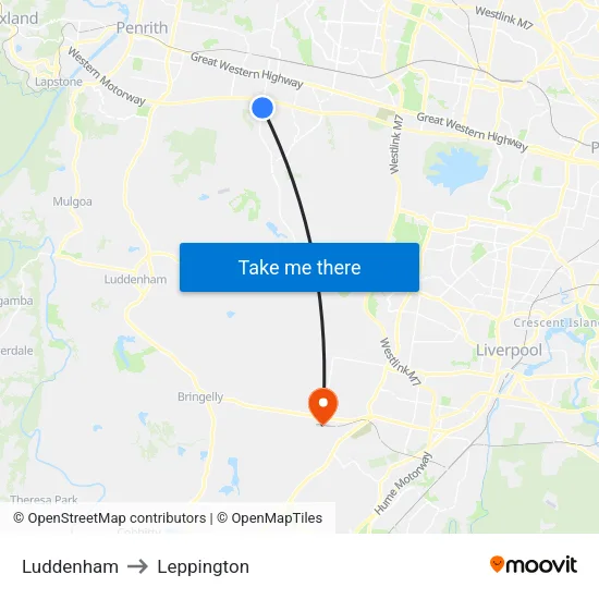 Luddenham to Leppington map