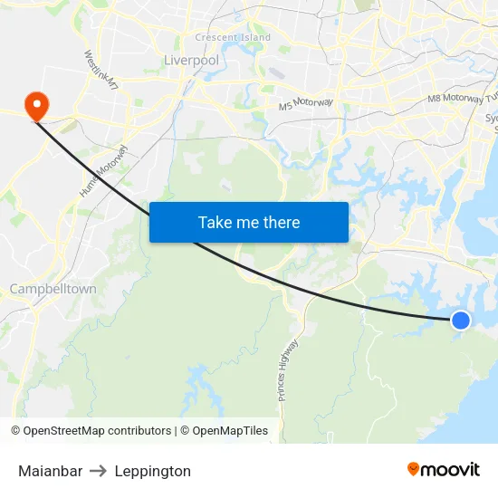 Maianbar to Leppington map