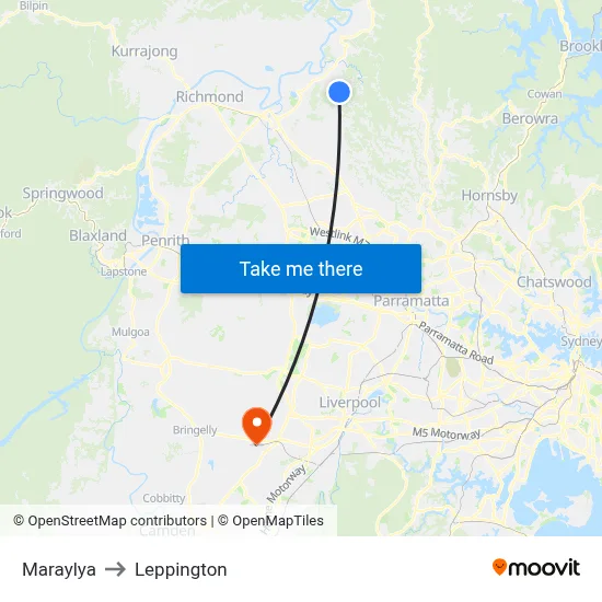 Maraylya to Leppington map