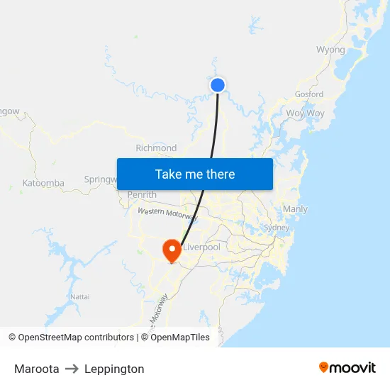 Maroota to Leppington map