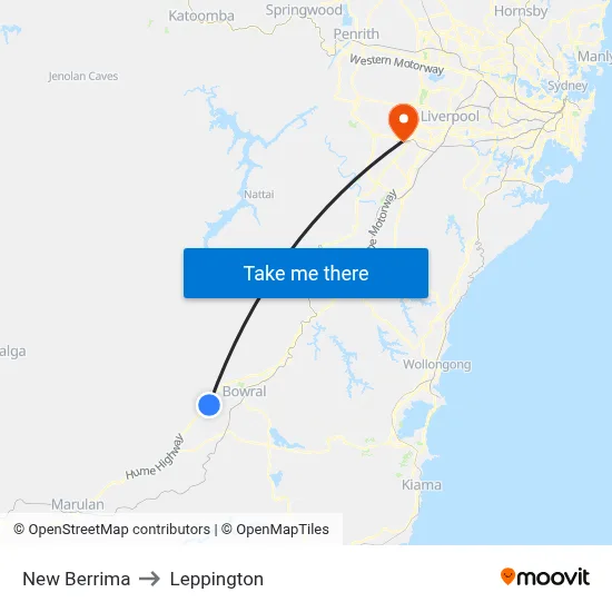 New Berrima to Leppington map