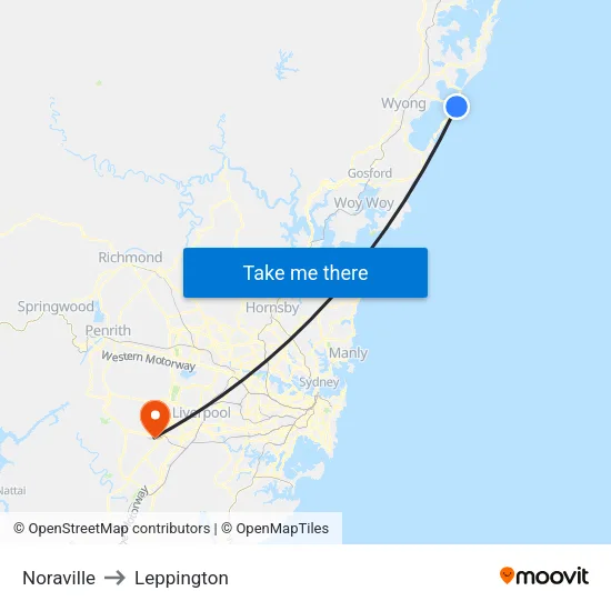 Noraville to Leppington map