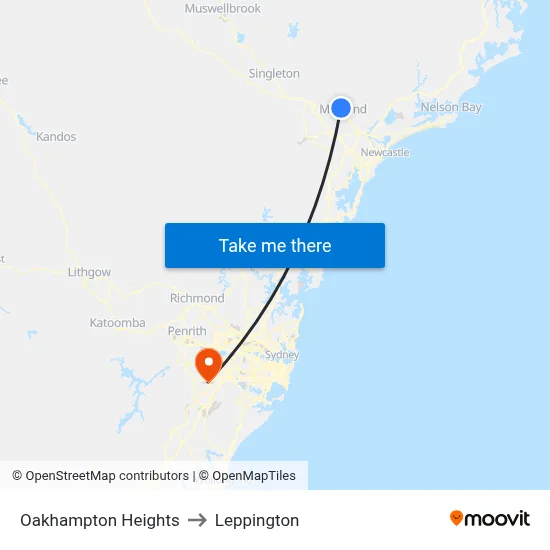 Oakhampton Heights to Leppington map