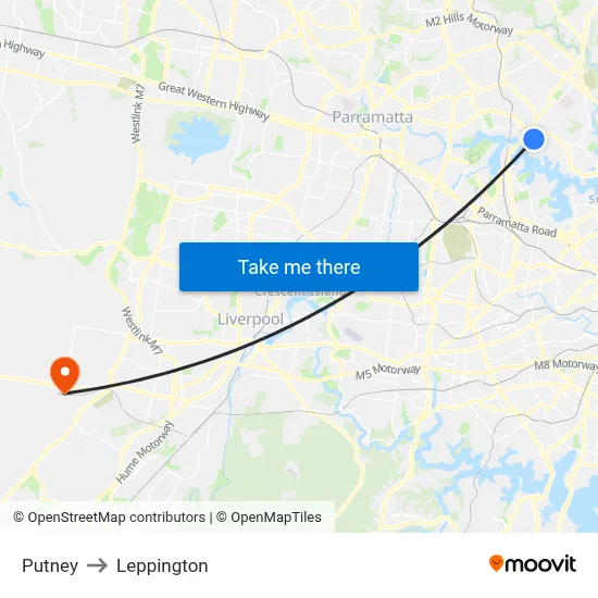 Putney to Leppington map
