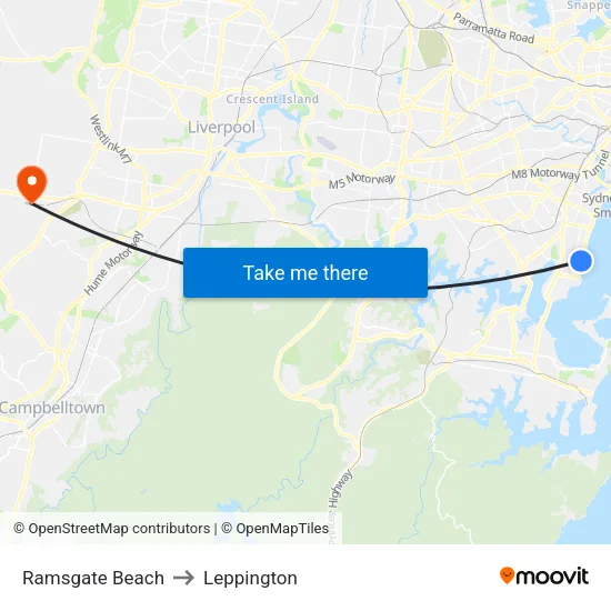 Ramsgate Beach to Leppington map