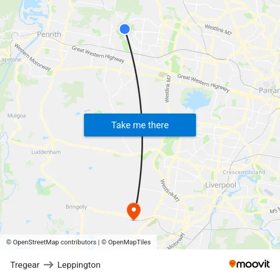 Tregear to Leppington map