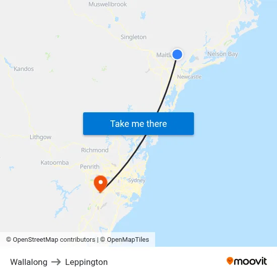 Wallalong to Leppington map