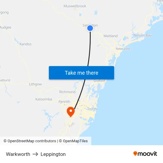 Warkworth to Leppington map