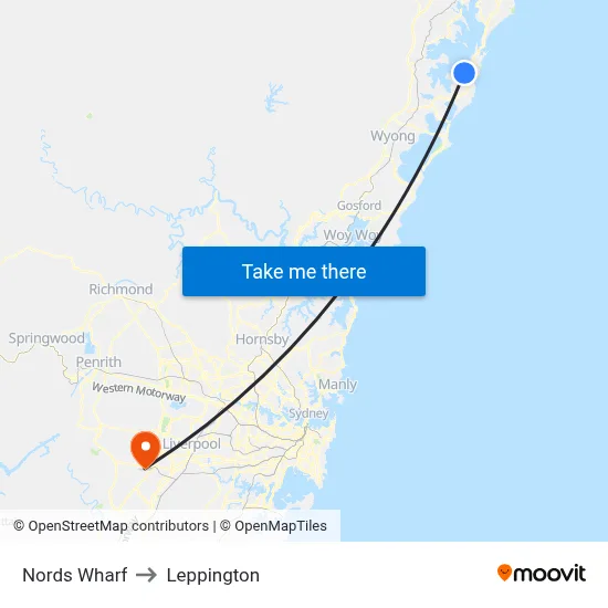 Nords Wharf to Leppington map