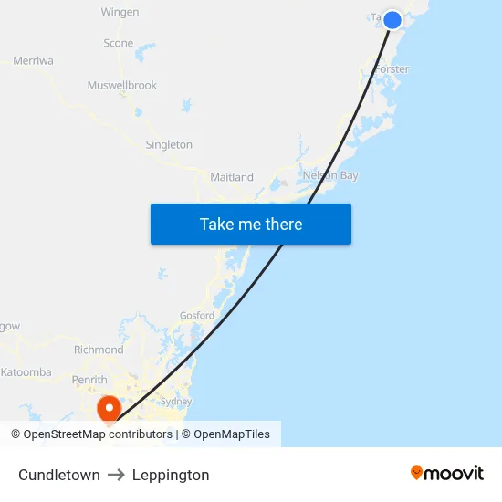 Cundletown to Leppington map