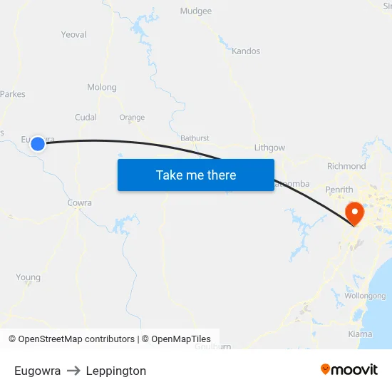 Eugowra to Leppington map