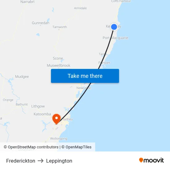 Frederickton to Leppington map