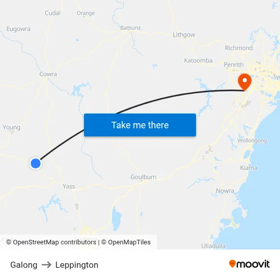 Galong to Leppington map
