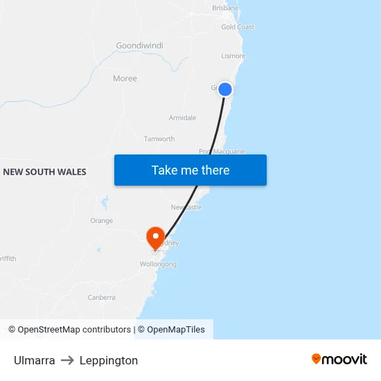 Ulmarra to Leppington map