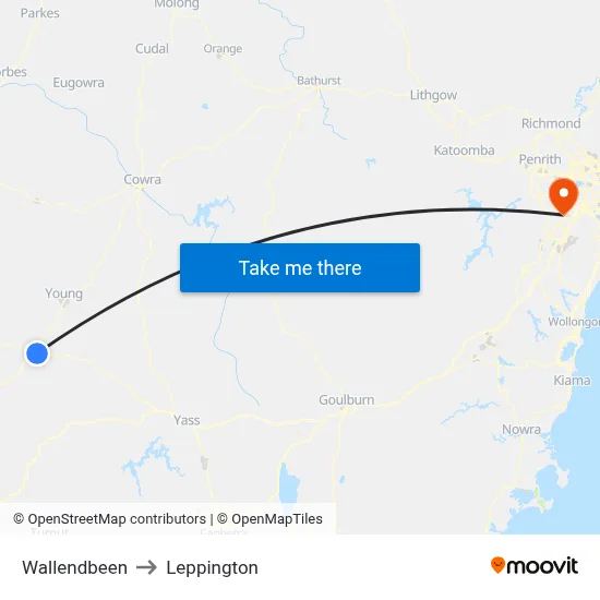 Wallendbeen to Leppington map
