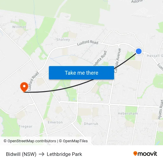 Bidwill (NSW) to Lethbridge Park map