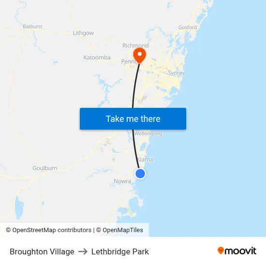 Broughton Village to Lethbridge Park map
