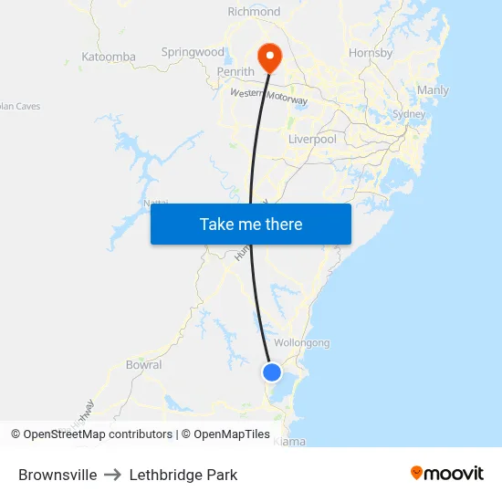 Brownsville to Lethbridge Park map