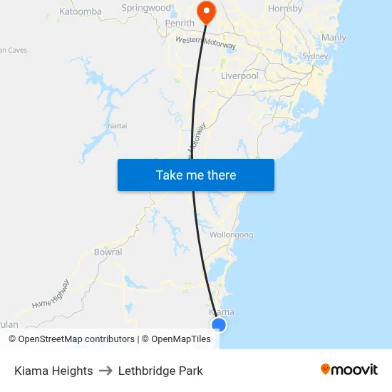 Kiama Heights to Lethbridge Park map