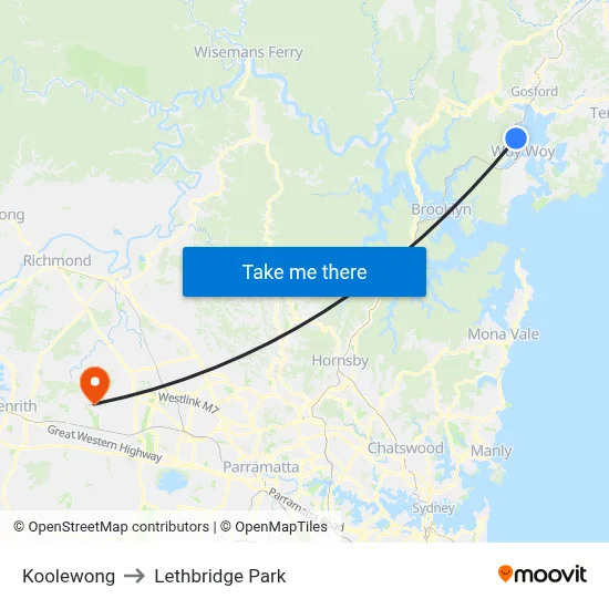 Koolewong to Lethbridge Park map