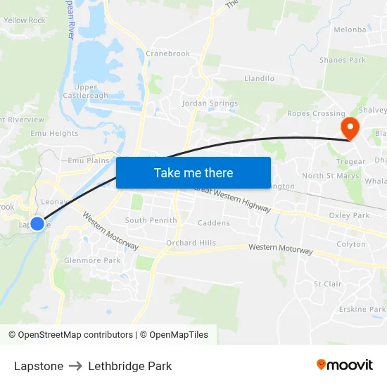 Lapstone to Lethbridge Park map