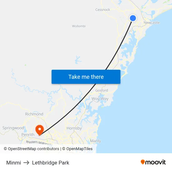 Minmi to Lethbridge Park map