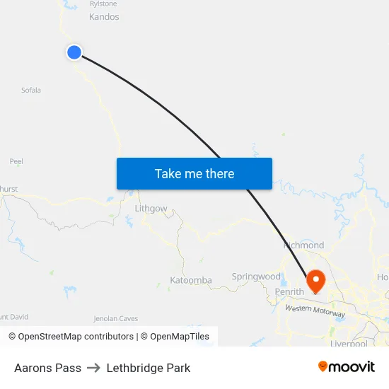 Aarons Pass to Lethbridge Park map