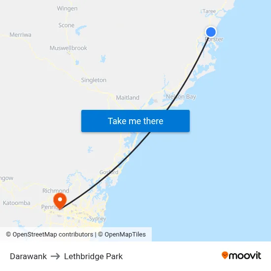 Darawank to Lethbridge Park map