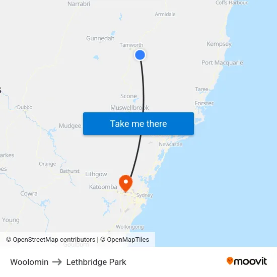 Woolomin to Lethbridge Park map