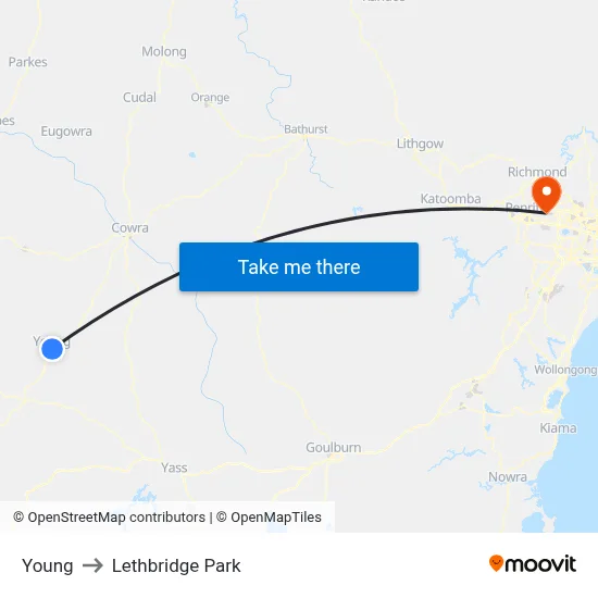 Young to Lethbridge Park map