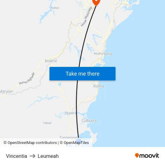 Vincentia to Leumeah map