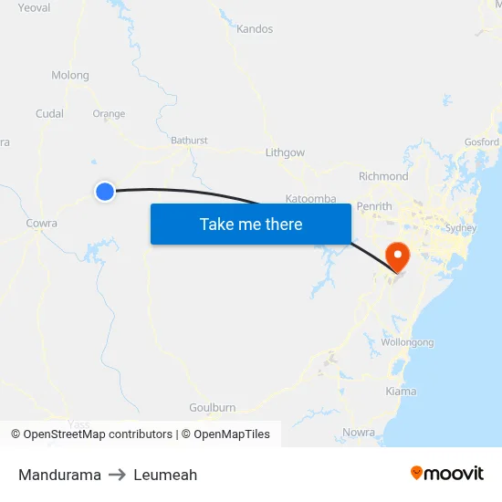 Mandurama to Leumeah map