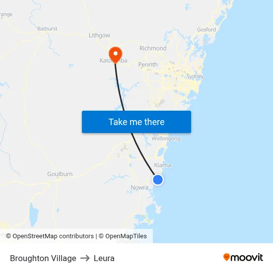 Broughton Village to Leura map