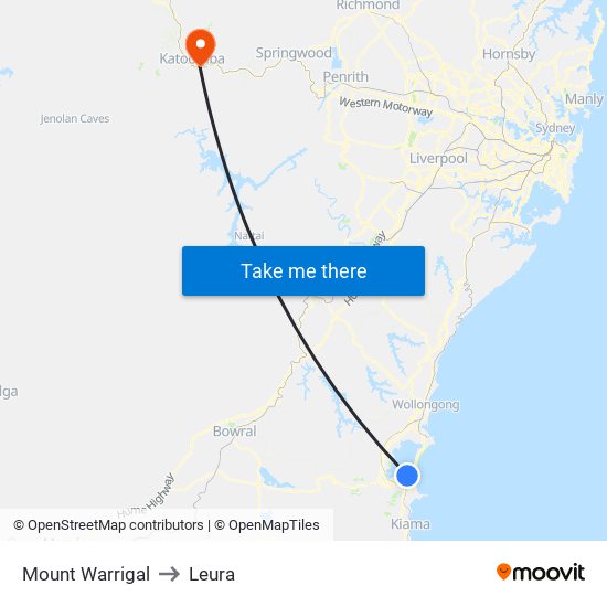 Mount Warrigal to Leura map