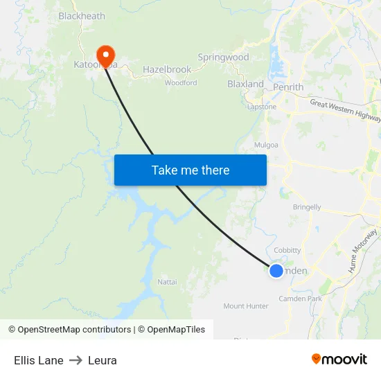 Ellis Lane to Leura map