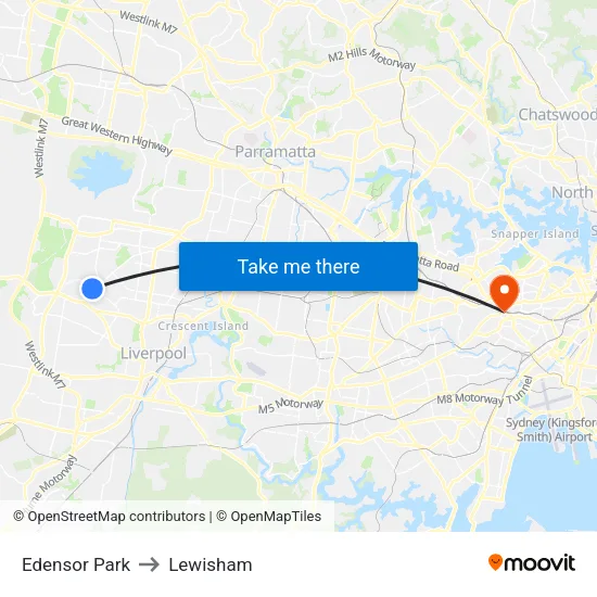 Edensor Park to Lewisham map