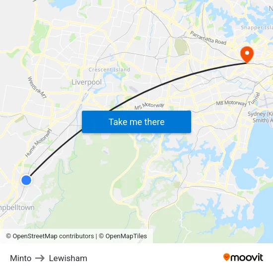 Minto to Lewisham map