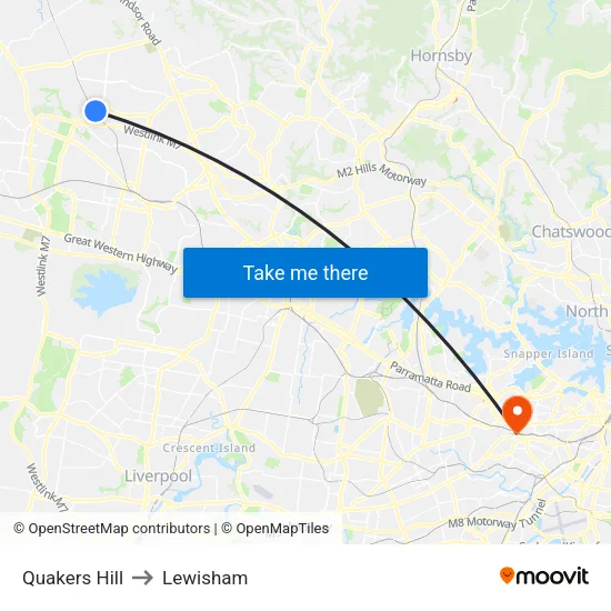 Quakers Hill to Lewisham map