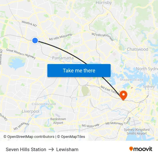 Seven Hills Station to Lewisham map