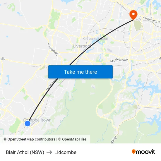 Blair Athol (NSW) to Lidcombe map