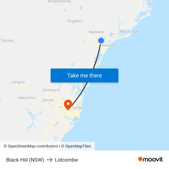 Black Hill (NSW) to Lidcombe map