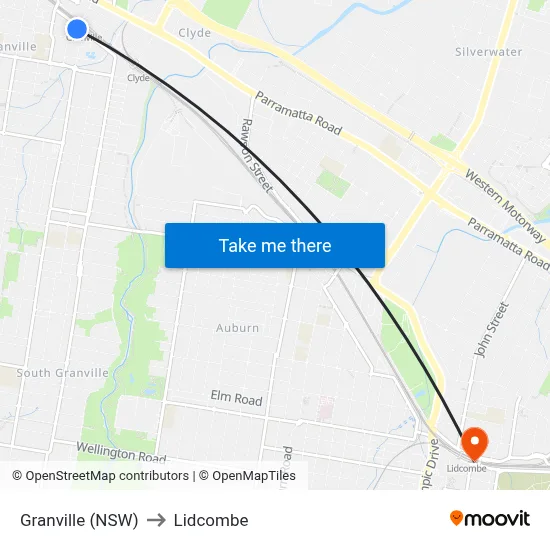 Granville (NSW) to Lidcombe map