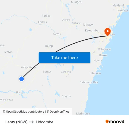 Henty (NSW) to Lidcombe map