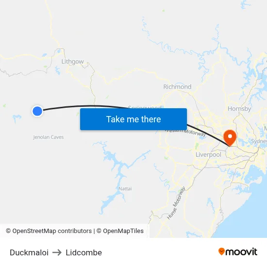 Duckmaloi to Lidcombe map