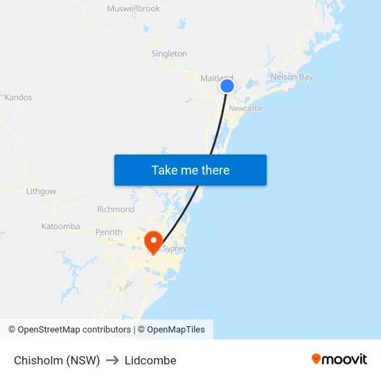 Chisholm (NSW) to Lidcombe map