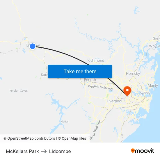 McKellars Park to Lidcombe map