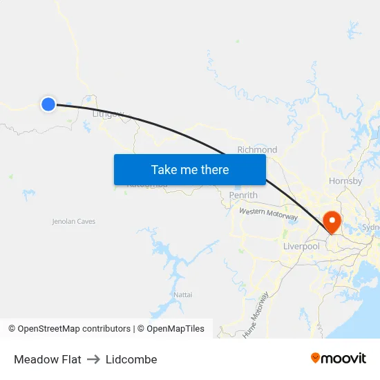 Meadow Flat to Lidcombe map
