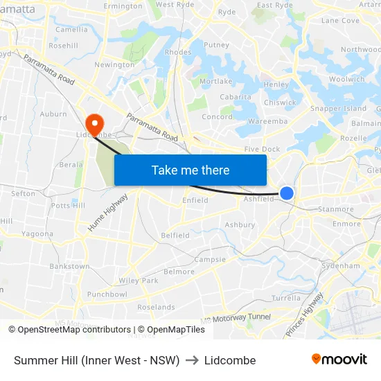 Summer Hill (Inner West - NSW) to Lidcombe map
